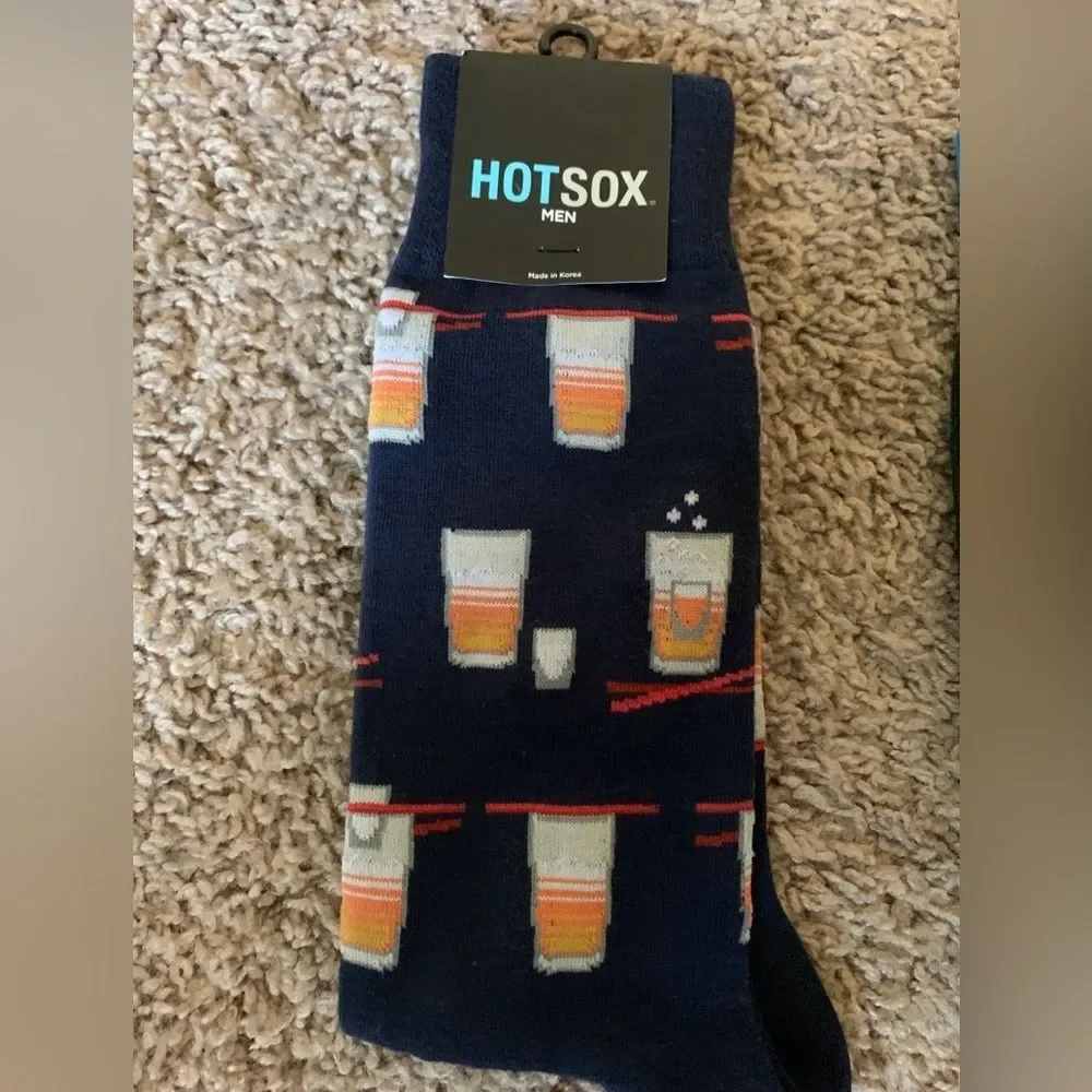 Two Pairs, Hot Sox Warm Socks, Size 6-12 Wine And Sake Bomb Themed New